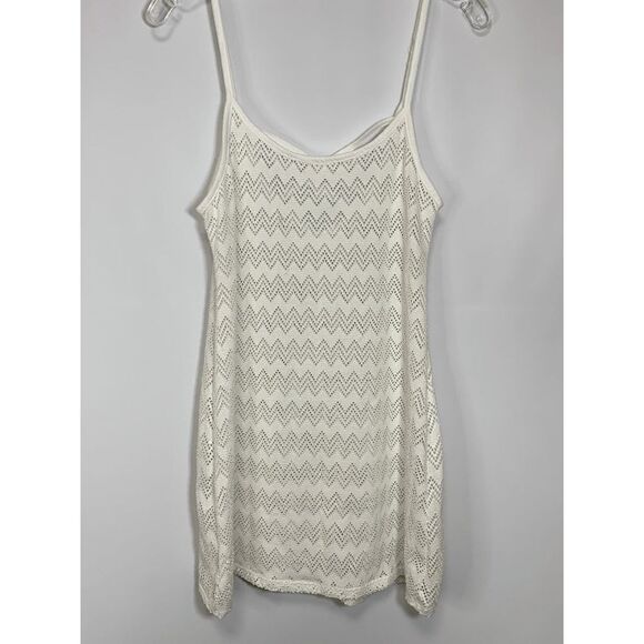 Women's Criss Cross Lace Tank Dress Swimsuit Beach Swim Cover Up White Medium - Picture 1 of 6